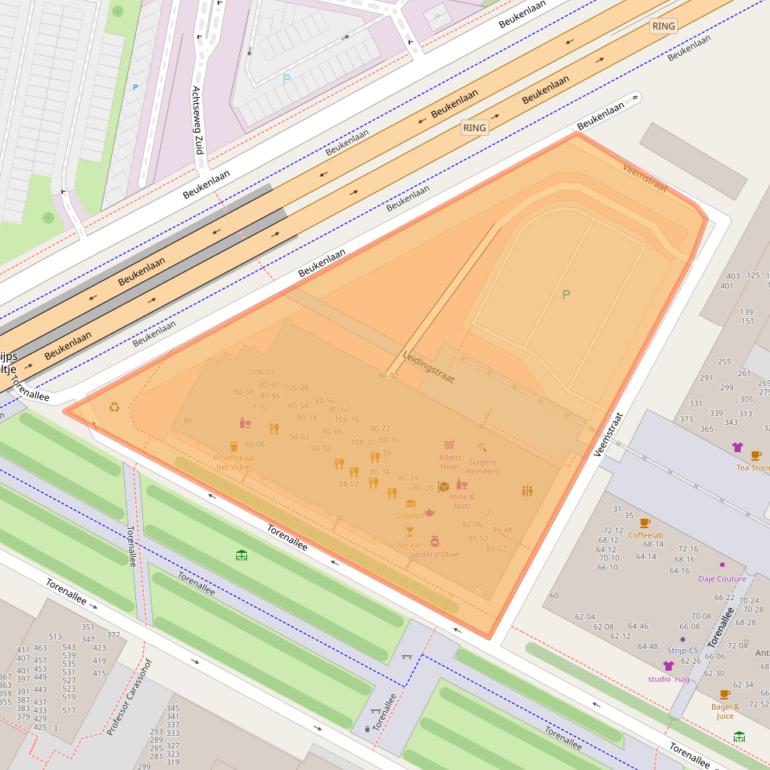 Kaart van postcodegebied 5617BE.