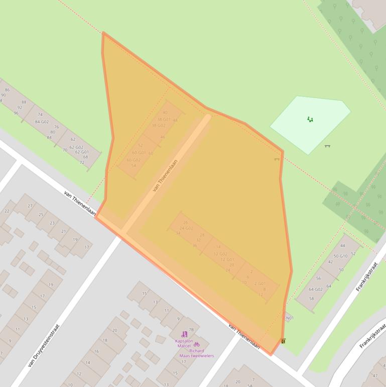 Kaart van postcodegebied 5622BC.