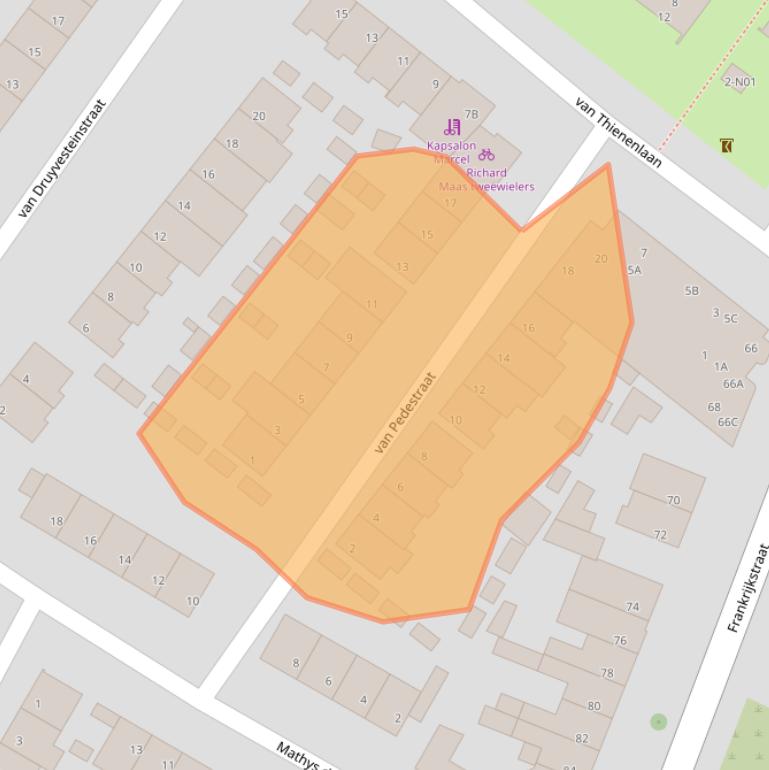 Kaart van postcodegebied 5622BG.