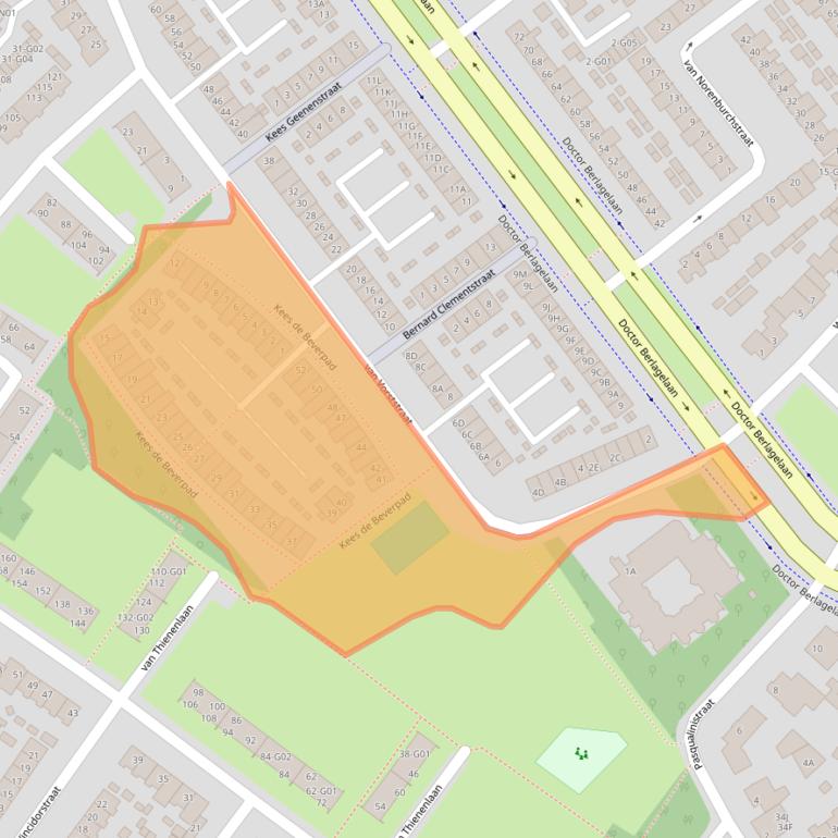 Kaart van postcodegebied 5622DZ.