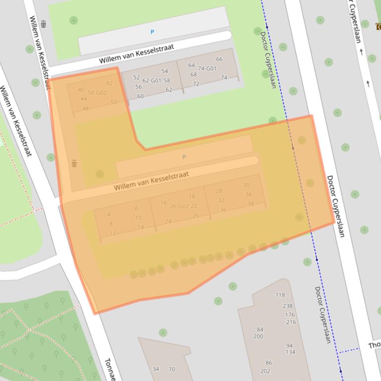 Kaart van postcodegebied 5622JA.