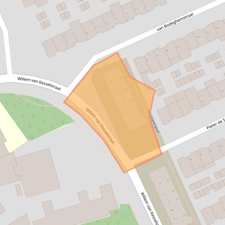 Kaart van postcodegebied 5622JW.