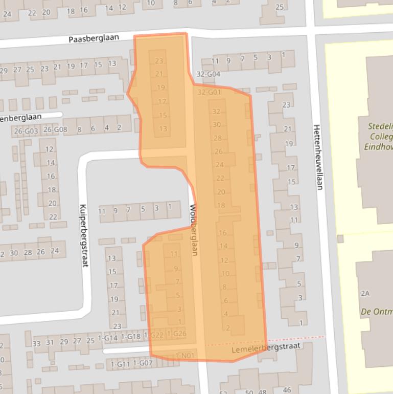 Kaart van postcodegebied 5628DL.