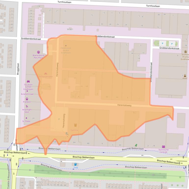Kaart van postcodegebied 5628RD.