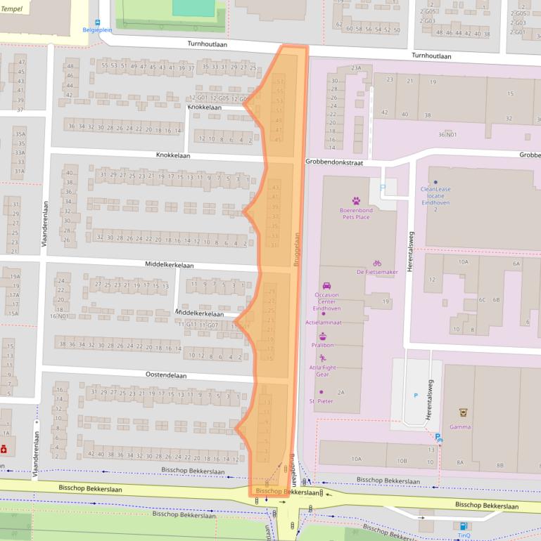 Kaart van postcodegebied 5628RG.