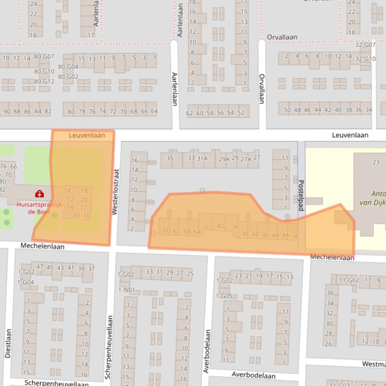 Kaart van postcodegebied 5628VG.