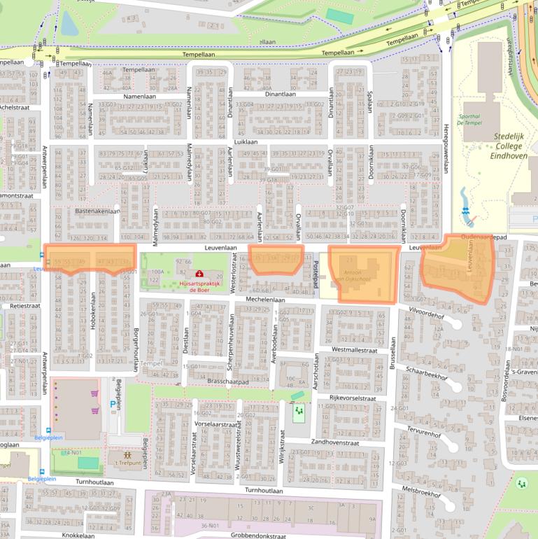 Kaart van postcodegebied 5628WE.