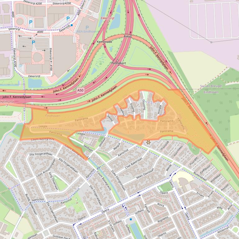 Kaart van postcodegebied 5629TT.