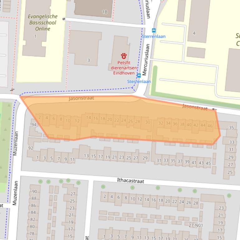 Kaart van postcodegebied 5631JA.