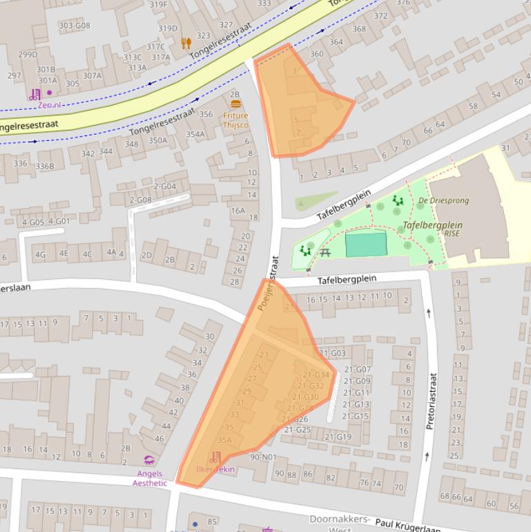 Kaart van postcodegebied 5642GA.