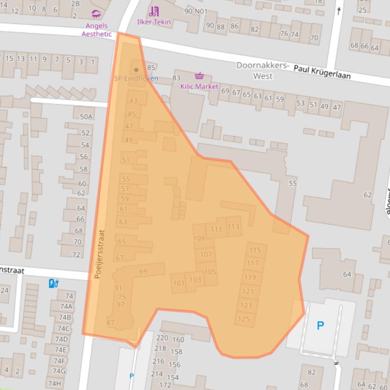Kaart van postcodegebied 5642GB.