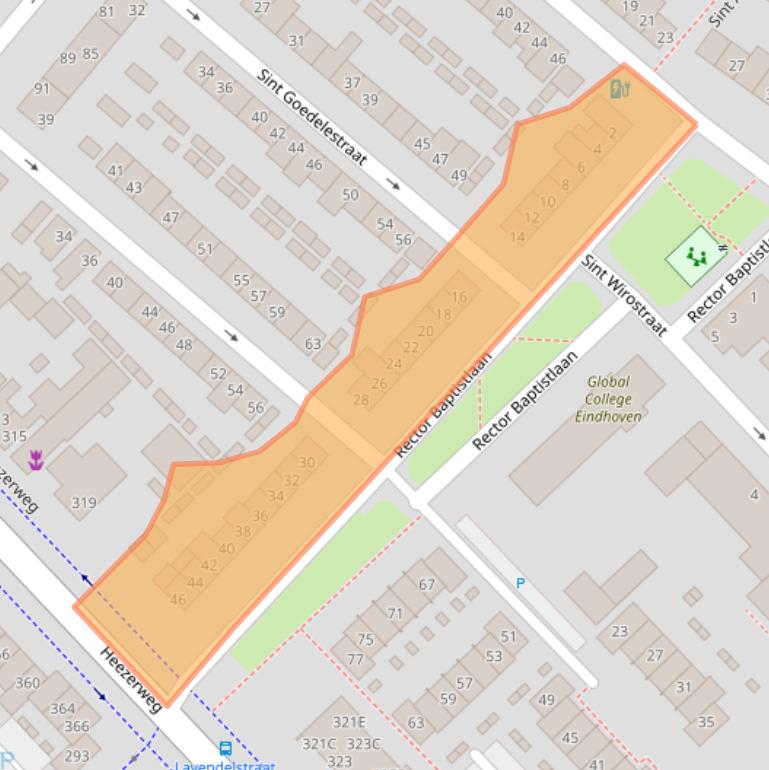 Kaart van postcodegebied 5643MS.