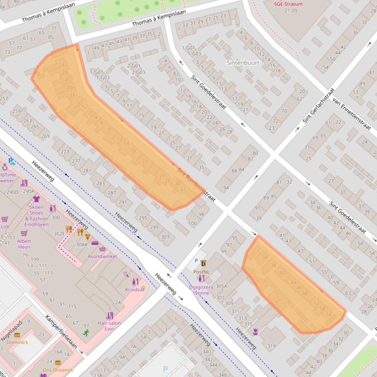 Kaart van postcodegebied 5643MX.