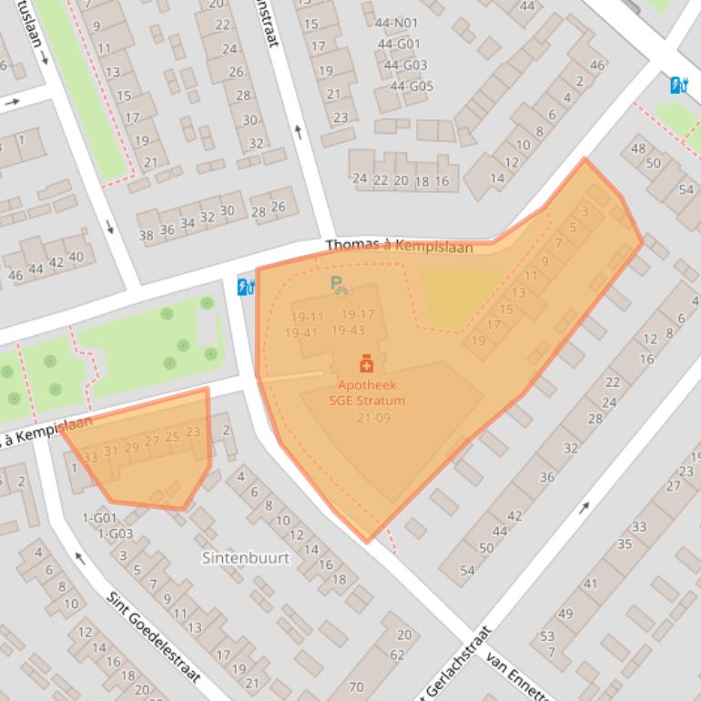 Kaart van postcodegebied 5643NR.