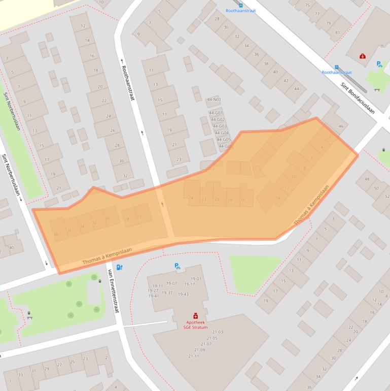 Kaart van postcodegebied 5643NT.