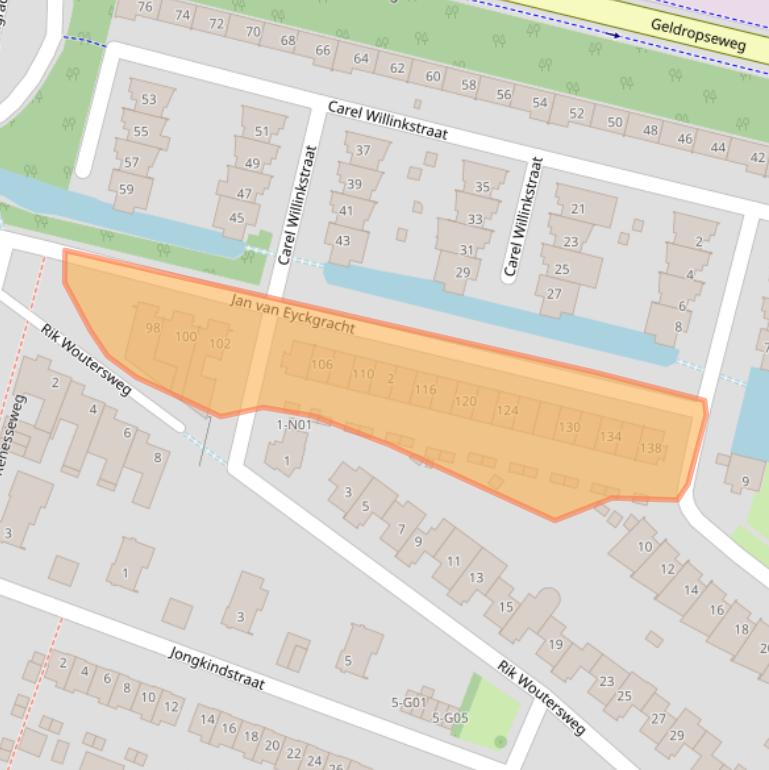 Kaart van postcodegebied 5645LG.