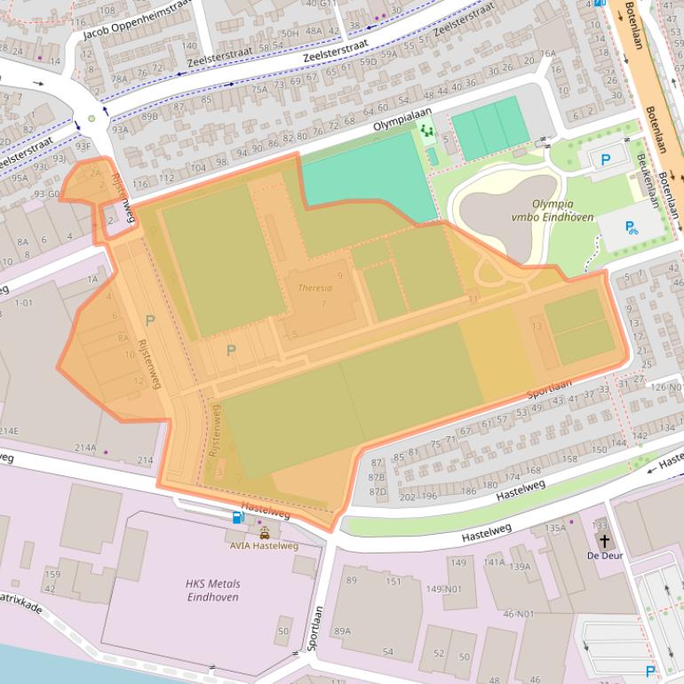 Kaart van postcodegebied 5652CG.