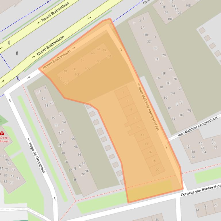 Kaart van postcodegebied 5652GX.