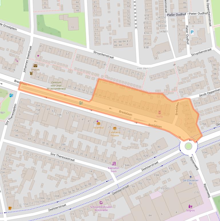 Kaart van postcodegebied 5652JE.