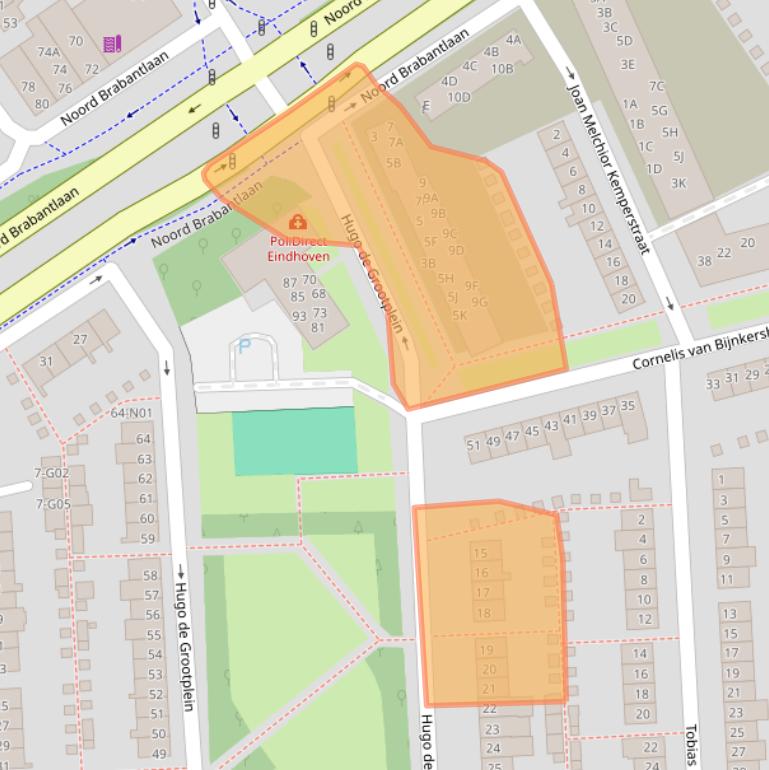 Kaart van postcodegebied 5652LJ.