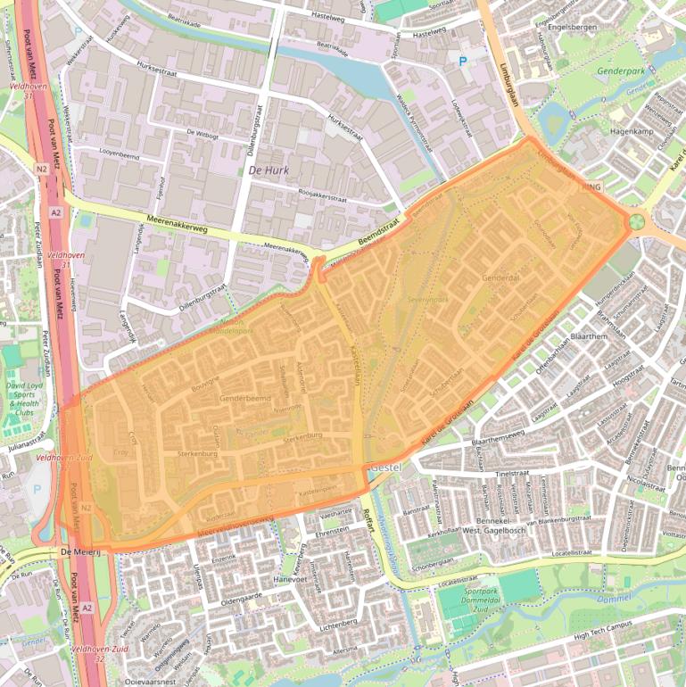 Kaart van postcodegebied 5653.
