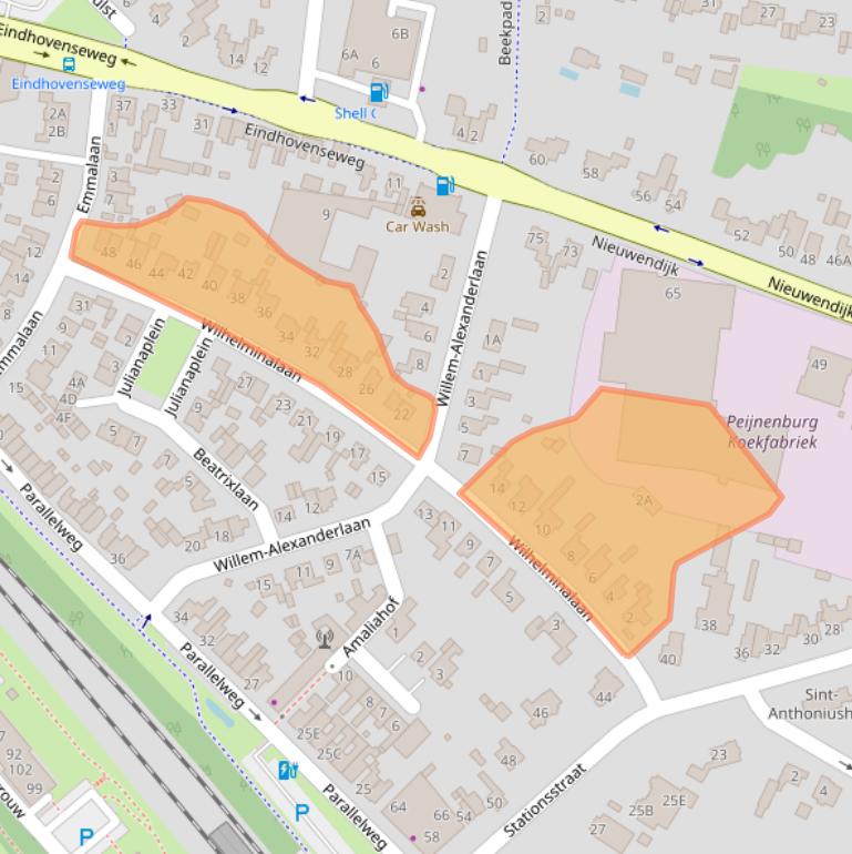 Kaart van postcodegebied 5664AK.