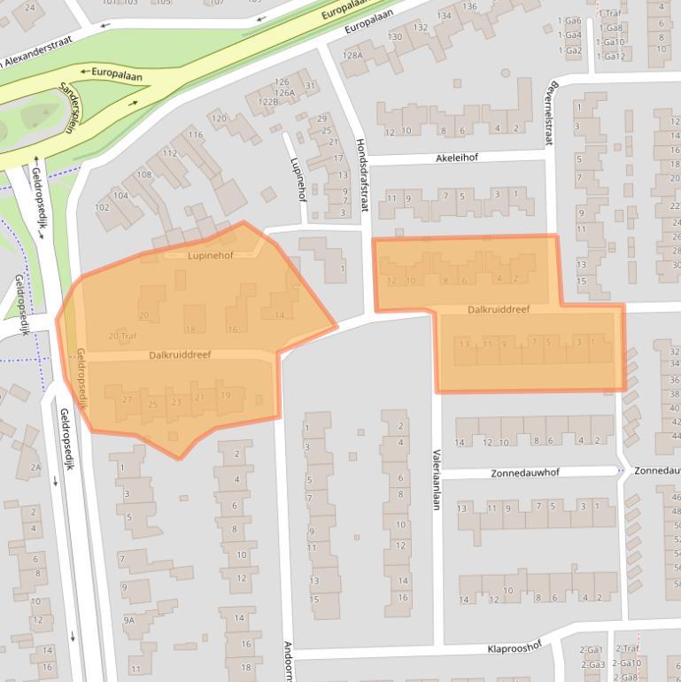 Kaart van postcodegebied 5672BA.