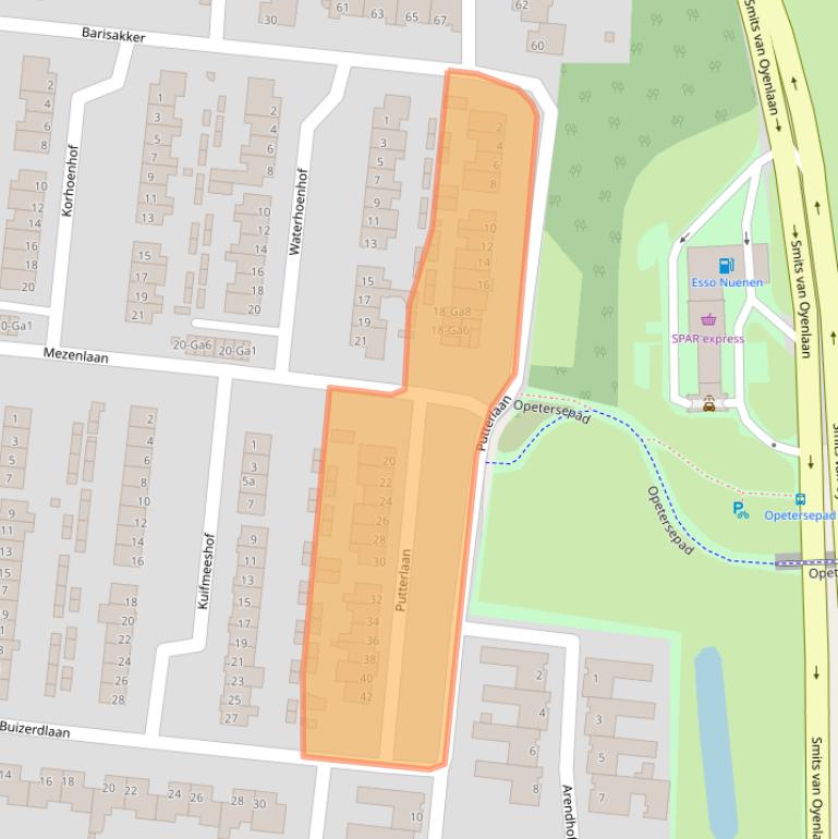 Kaart van postcodegebied 5672VJ.