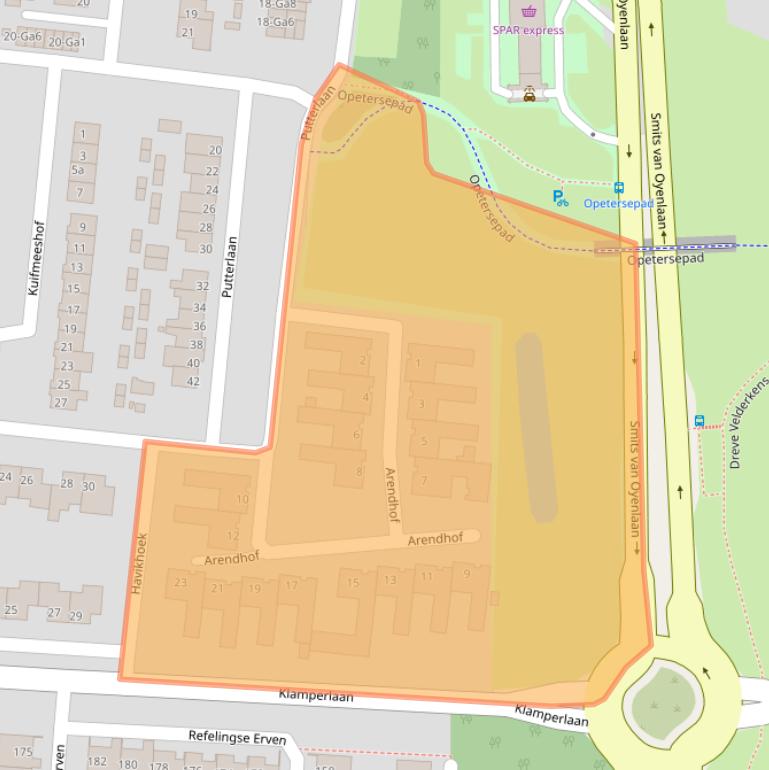 Kaart van postcodegebied 5672VT.