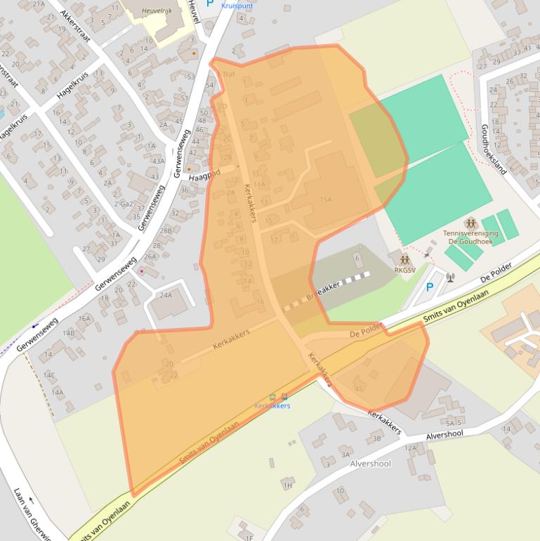 Kaart van postcodegebied 5674RP.