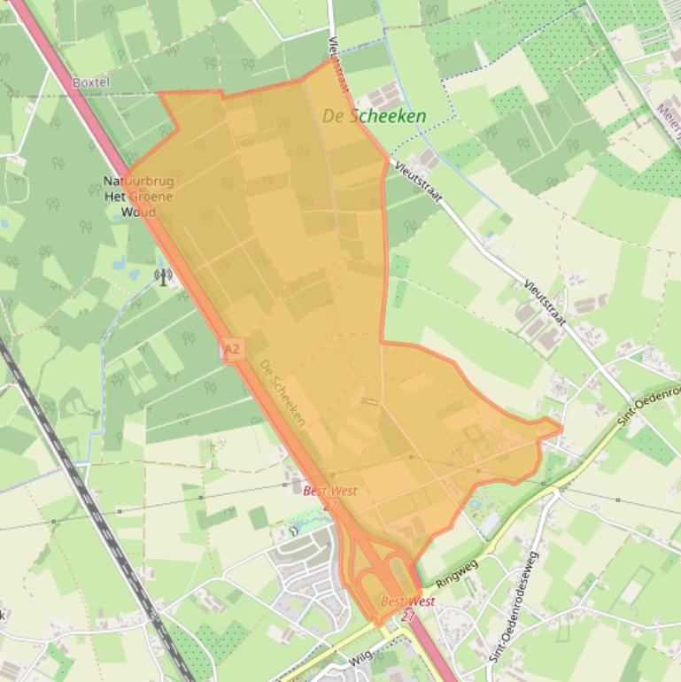 Kaart van postcodegebied 5681PG.