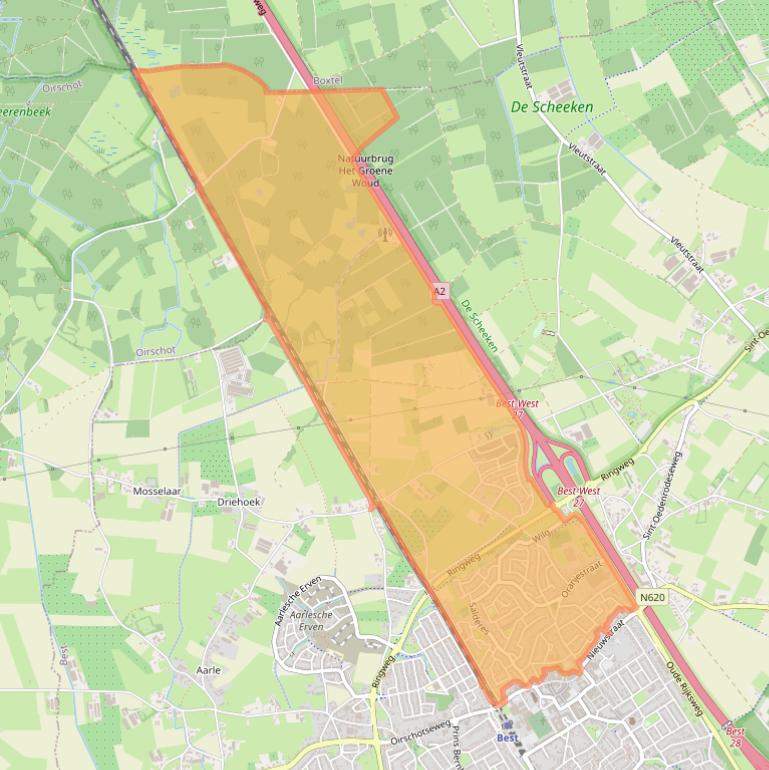 Kaart van postcodegebied 5682.