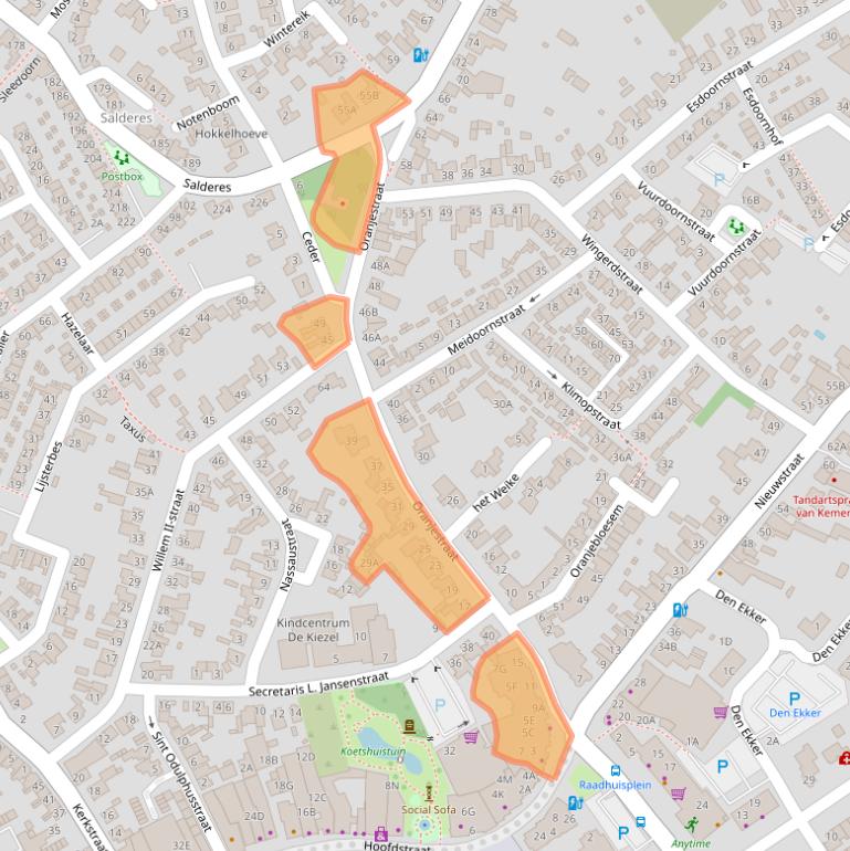 Kaart van postcodegebied 5682CA.