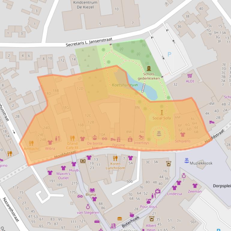 Kaart van postcodegebied 5683AD.