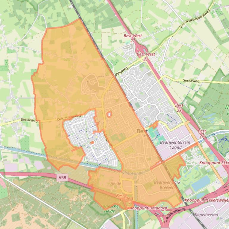 Kaart van postcodegebied 5684.