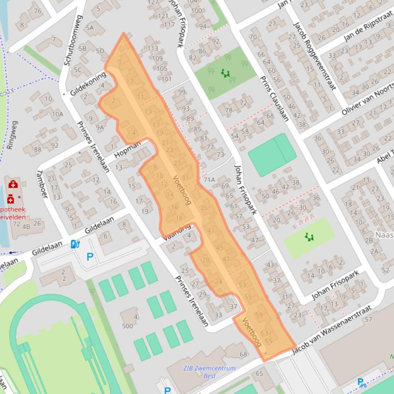 Kaart van postcodegebied 5684DH.