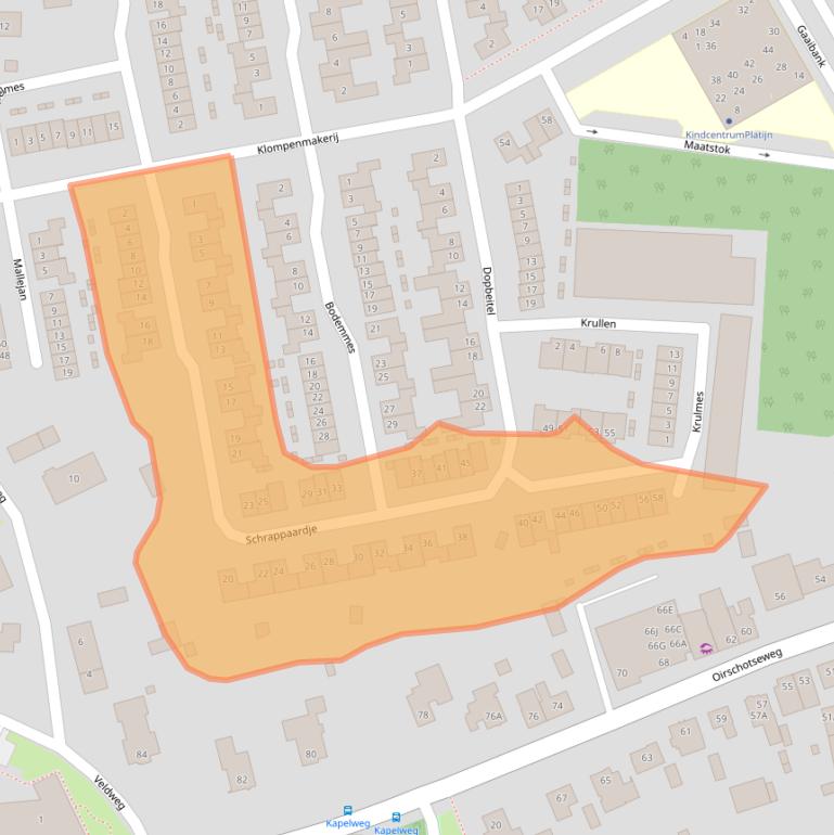 Kaart van postcodegebied 5684LG.