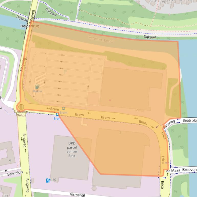 Kaart van postcodegebied 5684PB.