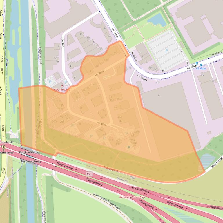 Kaart van postcodegebied 5684PH.