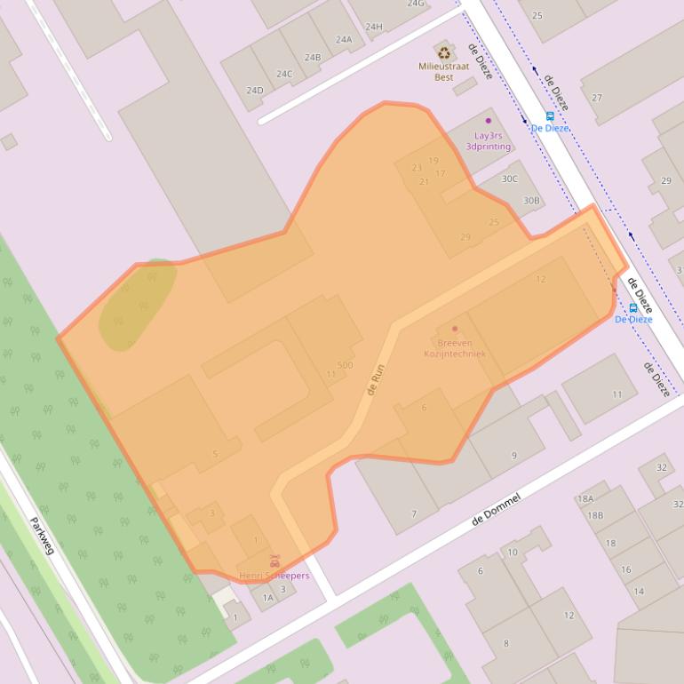 Kaart van postcodegebied 5684PW.