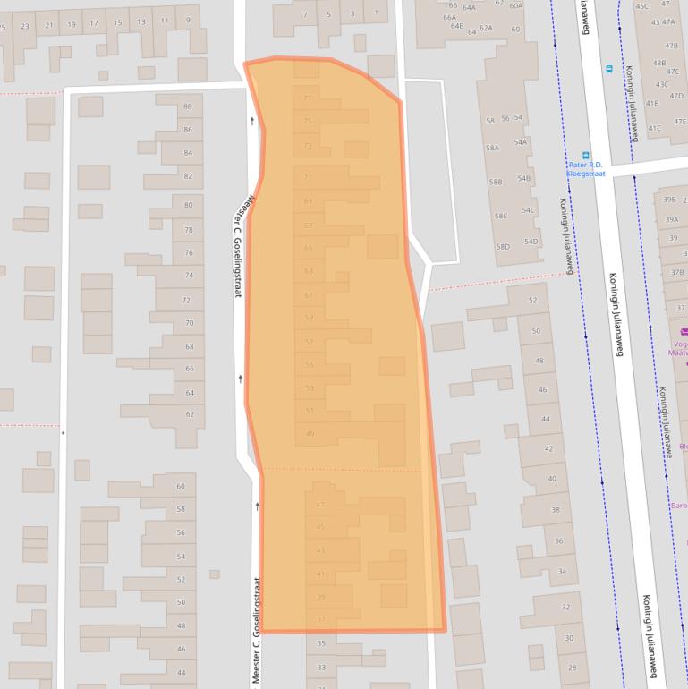 Kaart van postcodegebied 5684WJ.