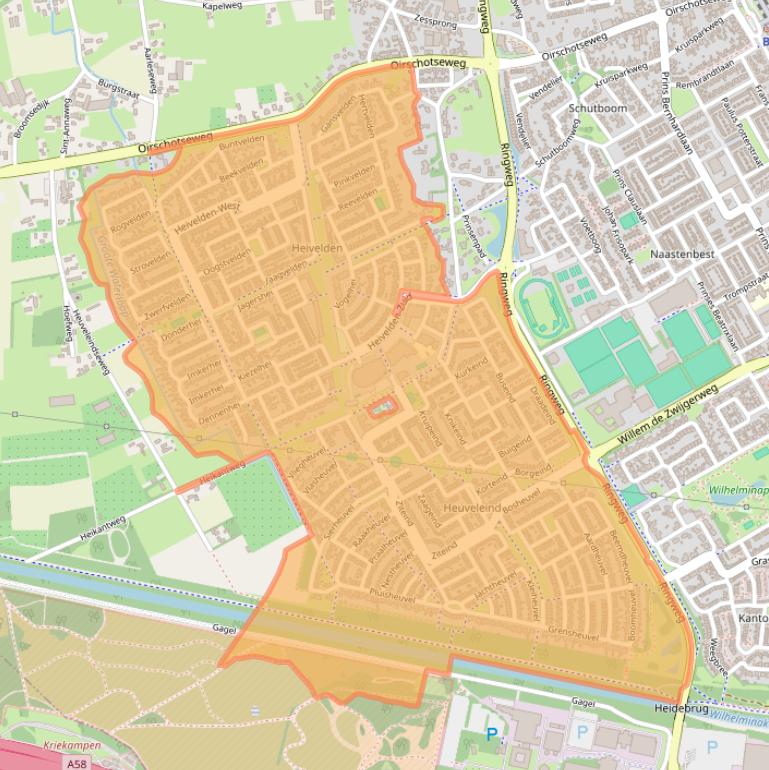 Kaart van postcodegebied 5685.