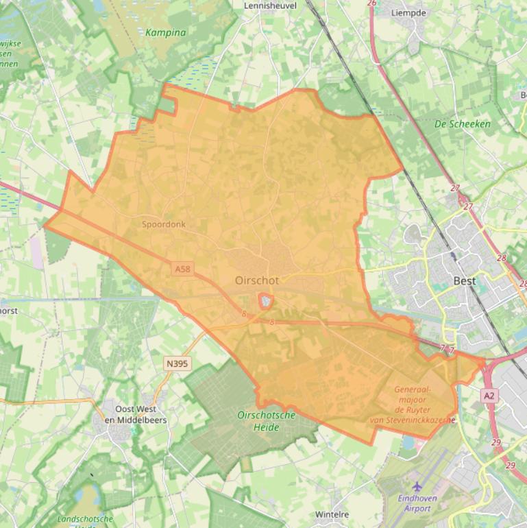 Kaart van postcodegebied 5688.