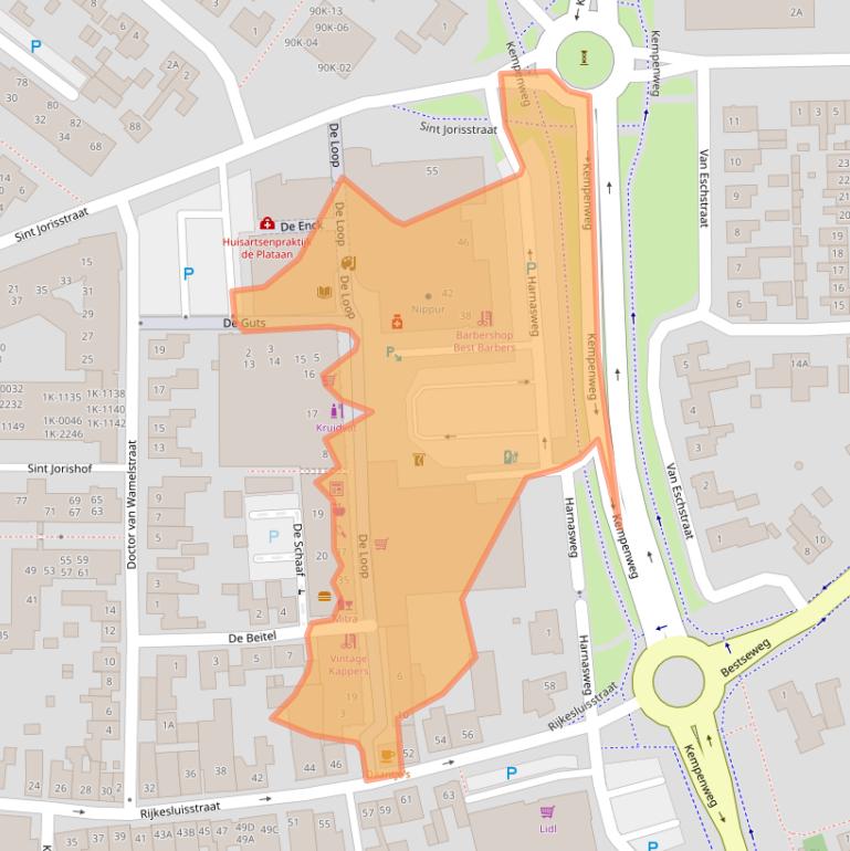 Kaart van postcodegebied 5688EW.
