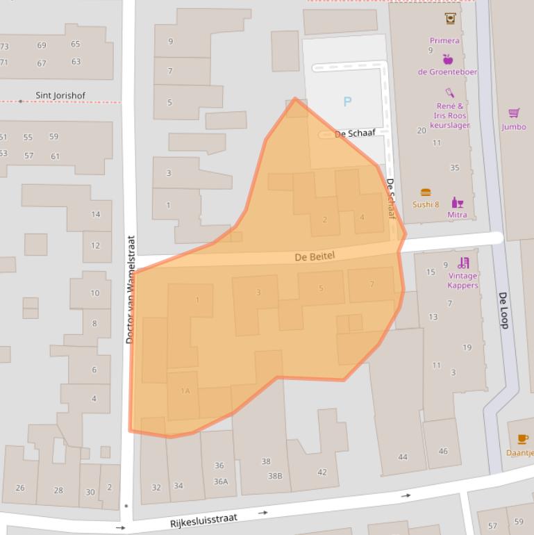 Kaart van postcodegebied 5688EZ.