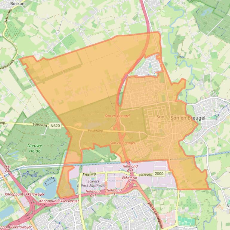 Kaart van postcodegebied 5691.