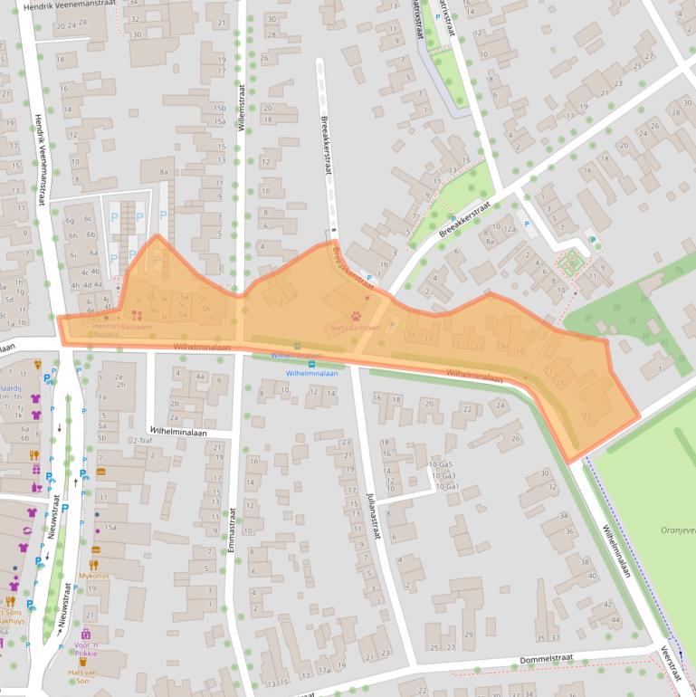 Kaart van postcodegebied 5691AX.