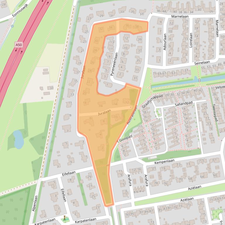 Kaart van postcodegebied 5691JD.