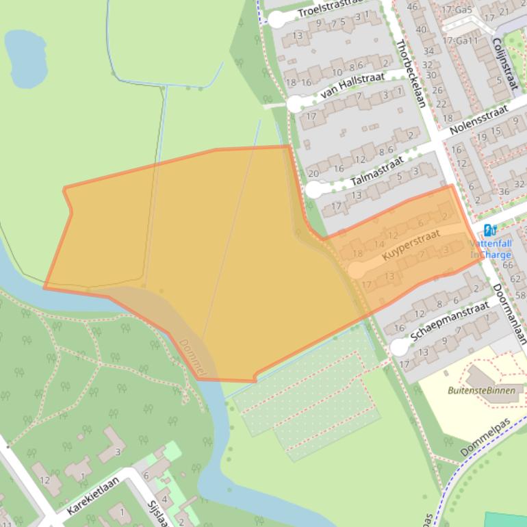 Kaart van postcodegebied 5694CW.