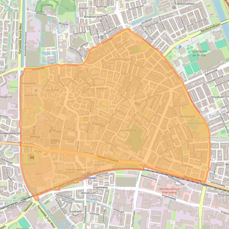 Kaart van postcodegebied 5701.